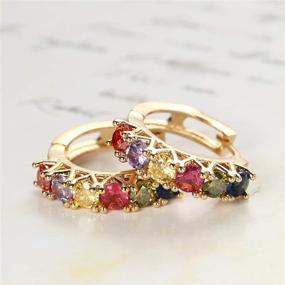 img 2 attached to Colorful Zirconia Earrings Rainbow Gold