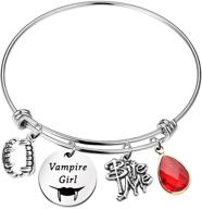 🧛 vampire girl bracelet - tv show inspired jewelry for halloween: damon, stefan, and classic movie fans! keychain included! logo