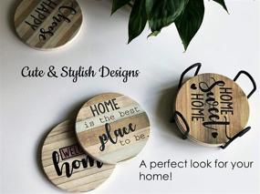 img 3 attached to 🏡 PANCHH Rustic Farmhouse Stone and Cork Coasters for Drinks - Set of 6 Absorbent Coasters with Holder - Top Housewarming Gift for New Home - Adorable Kitchen and Coffee Table Decor and Accessories