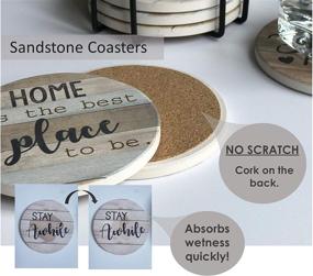 img 1 attached to 🏡 PANCHH Rustic Farmhouse Stone and Cork Coasters for Drinks - Set of 6 Absorbent Coasters with Holder - Top Housewarming Gift for New Home - Adorable Kitchen and Coffee Table Decor and Accessories