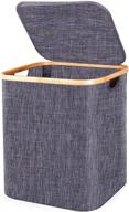 🧺 supdeja 60l grey laundry hamper with lid: small bamboo laundry basket, handles, collapsible for clothes storage and bedroom логотип