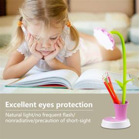 img 1 attached to 🌻 Uniwit Sunflower LED Desk Lamp for Kids - Pink, Adjustable Brightness, Eye Protection, Folding Design - Perfect for Reading, Study, Office - Convenient Charging Table Lamp