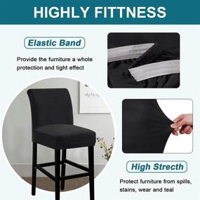 img 1 attached to Turquoize Bar Stool Cover Set - Velvet Slipcover for Dining 🪑 Room Chairs - Soft & Modern Style - Set of 4 - Black