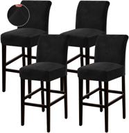 turquoize bar stool cover set - velvet slipcover for dining 🪑 room chairs - soft & modern style - set of 4 - black logo