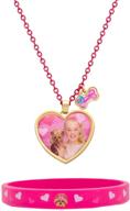 💖 jojo siwa and bow bow pink bracelet and heart necklace fashion set logo