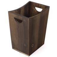 bty trash can wastebasket torched wood waste basket bin: a rustic garbage container bin for your kitchen, bedroom, office, or living room in brown logo