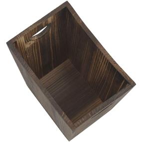 img 2 attached to BTY Trash Can Wastebasket Torched Wood Waste Basket Bin: A Rustic Garbage Container Bin for Your Kitchen, Bedroom, Office, or Living Room in Brown