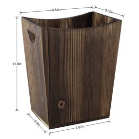 img 3 attached to BTY Trash Can Wastebasket Torched Wood Waste Basket Bin: A Rustic Garbage Container Bin for Your Kitchen, Bedroom, Office, or Living Room in Brown