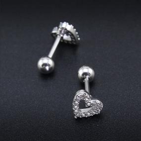 img 1 attached to 💎 16g Stainless Steel Stud Earrings with Sparkling Cubic Zirconia for Tragus, Helix, Conch, and Cartilage Ear Piercings