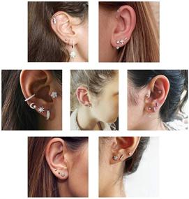 img 2 attached to 💎 16g Stainless Steel Stud Earrings with Sparkling Cubic Zirconia for Tragus, Helix, Conch, and Cartilage Ear Piercings