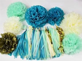 img 2 attached to 🌿 Mint Teal Gold Party Decorations - Qian's Party for Women: Bridal Shower, Wedding, Bachelorette, Baby Shower, Birthday