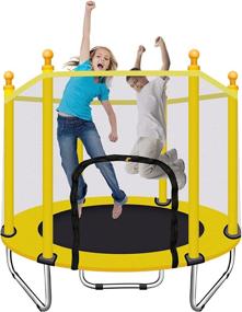 img 4 attached to 👧 55 Inch Kids Trampoline - Outdoor & Indoor Mini Toddler Trampoline with Enclosure Net - Combo Bounce Jump Trampoline for Recreational Play - Birthday Gifts for Children