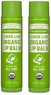 🍋 dr. bronners organic moisture lip balm & magic massage balm (lemon lime lip balm, 2 pack): all-natural and nourishing skincare combo for lip care and relaxation logo