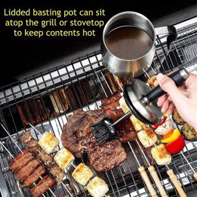 img 2 attached to WEQUALITY 32oz Basting Pot with 2 Replaceable Basting Brush Set - Premium Stainless Steel 304 for BBQ Grill Accessories, Great Grilling Gifts for Men, Dads - Barbecue Sauce Pot