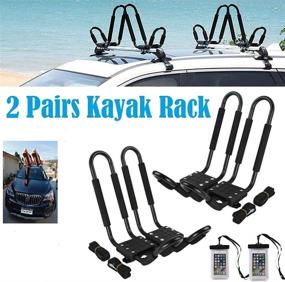 img 4 attached to 🚣 SMARTENPLUS Universal J Bar Kayak Rack Holder - 2 Pairs of Heavy-Duty Kayak Rack Carrier for Canoe, Boat, Surf, Ski - Roof Top Mount for Car, SUV, Crossbar