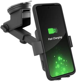 img 4 attached to Convenient Auto-Clamping Wireless Car Charger Mount for Galaxy S21/S20 - Fast Qi Charging & Secure Phone Holder