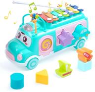 🚌 unih school bus toy, push xylophone percussion with safe mallets, learning educational musical baby toy for 1-3 year old boys girls, early educational toys logo