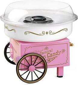 img 4 attached to 🍭 Nostalgia PCM306PK Vintage Cotton Candy Maker - Hard & Sugar Free, Pink - Includes 2 Reusable Cones & Scoop - Countertop Original!