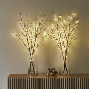 img 4 attached to 🌿 LITBLOOM Lighted Brown Willow Branches: 2 Sets of Waterproof 32IN Tree Branches with 100 LED Warm White Lights, Battery Operated with Timer - Ideal Holiday and Party Decoration