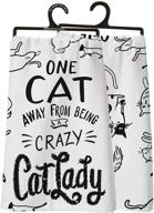 примитивы от кэти полотенце для кухни one cat away - обнимая сумасшедшего любителя кошек внутри, белое и черное логотип