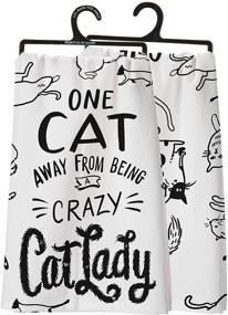 img 1 attached to Примитивы от Кэти Полотенце для кухни One Cat Away - обнимая сумасшедшего любителя кошек внутри, белое и черное