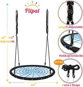 img 1 attached to 🕸️ Pitpat 40" Spider Web Swing: Adjustable 55" to 102" - 660 Lbs Load, Stainless Steel Frame, Large Blue Outdoor Tree Swing for Kids