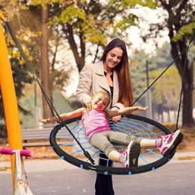 img 2 attached to 🕸️ Pitpat 40" Spider Web Swing: Adjustable 55" to 102" - 660 Lbs Load, Stainless Steel Frame, Large Blue Outdoor Tree Swing for Kids