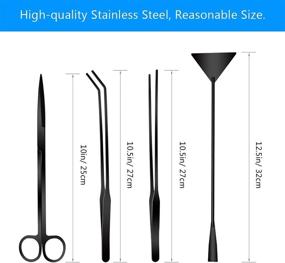 img 3 attached to 🐠 Liveek Aquarium Aquascape Tools Kit: 4-in-1 Stainless Steel Black Set for Effortless Fish Tank Maintenance