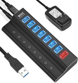 img 4 attached to 🔌 Tendak 8 Ports USB 3.0 Hub: High Speed Data Transfer and Charging, with On/Off Switches and Power Adapter for PC, Laptop, Mac