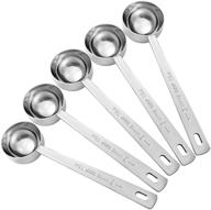 ☕️ set of 5 stainless steel coffee scoop spoons, endurance metal measuring spoons - 1 tablespoon logo