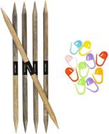 🧶 lykke driftwood double pointed knitting needles - 6 inches (15cm) long, us 7 (4.5mm) size bundle with artsiga crafts stitch markers logo