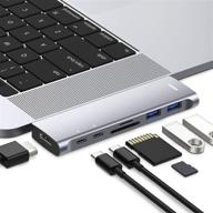 🔌 upgraded usb-c hub adapter dock for macbook air pro m1 2021/2020-2018, with dual charging, 4k@60hz hdmi, thunderbolt 3, usb c, usb 3.0, sd/micro card reader - space grey логотип