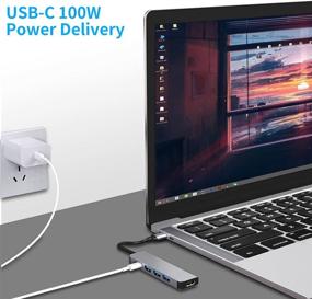 img 2 attached to 💡 5-in-1 USB-C Hub: Multi-Port Type C Hub with 87W Power Delivery, 4K HDMI, USB 3.0 Ports - Compatible with Type C Laptops, Surface Pro, XPS, PC, Flash Drive, Mobile HDD