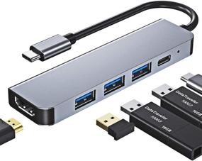 img 4 attached to 💡 5-in-1 USB-C Hub: Multi-Port Type C Hub with 87W Power Delivery, 4K HDMI, USB 3.0 Ports - Compatible with Type C Laptops, Surface Pro, XPS, PC, Flash Drive, Mobile HDD