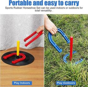 img 1 attached to 🏇 WIN SPORTS Outdoor Indoor Rubber Horseshoes Set - Fun Beach Games for Kids and Adults - Perfect for Tailgating, Camping, and Backyard Fun