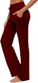 img 4 attached to Women's Yoga Pants with Pockets - Straight-Leg, Comfortable Modal Material, Drawstring Waistband, Ideal for Lounging, Running, Long Active Sessions, and Casual Wear-Anthletic Sweatpants