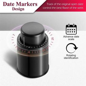 img 2 attached to 2-Pack Reusable Wine Bottle Stoppers with Vacuum Wine Saver and Time Scale Record to Keep Wine Fresh – Black