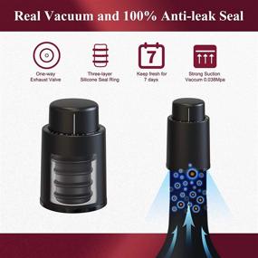 img 3 attached to 2-Pack Reusable Wine Bottle Stoppers with Vacuum Wine Saver and Time Scale Record to Keep Wine Fresh – Black