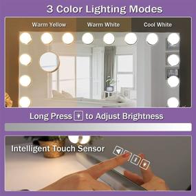img 2 attached to 💄 COOLJEEN Large Hollywood Beauty Vanity Mirror with Lights - 18 LED Bulbs, 3 Color Lighting Modes, USB Charging Port & Bluetooth Speaker - White, Bluetooth - Makeup Mirror