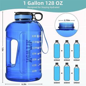 img 2 attached to 1 Gallon Motivational Water Bottle with Straw & Straw Brush - BPA Free Anti-slip Leakproof Water Jug for Fitness, Gym, and Sports (Blue)