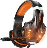 🎧 bengoo g9000 stereo gaming headset - ps4, pc, xbox one controller compatible - noise cancelling over ear headphones with microphone - led light - enhanced bass surround - comfortable memory foam earmuffs (orange) логотип