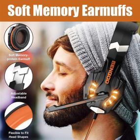 img 2 attached to 🎧 BENGOO G9000 Stereo Gaming Headset - PS4, PC, Xbox One Controller Compatible - Noise Cancelling Over Ear Headphones with Microphone - LED Light - Enhanced Bass Surround - Comfortable Memory Foam Earmuffs (Orange)