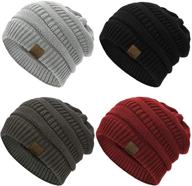 stay cozy this winter with durio cable knit beanie - soft and thick women's winter hats! logo