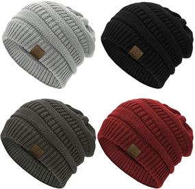 img 4 attached to Stay Cozy this Winter with Durio Cable Knit Beanie - Soft and Thick Women's Winter Hats!