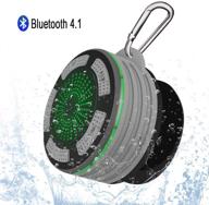 🔊 alitoo bluetooth shower speaker: wireless portable outdoor speaker with suction cup, handsfree led lights, hd sound super bass, and built-in mic. perfect for bathroom, beach, pool, kitchen (gray) logo