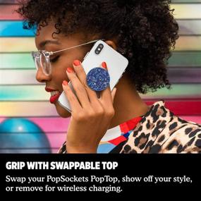 img 1 attached to PopSockets PopGrip - Искрящийся павлин: складная рукоятка и подставка для телефона с заменяемой верхней частью.