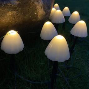 img 2 attached to Enhance Your Outdoor Space with Kagoohan 24ft Solar String Mini Mushroom Lights for Garden, Patio, Yard, and more!