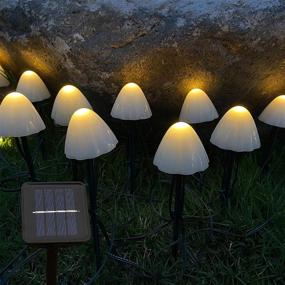 img 4 attached to Enhance Your Outdoor Space with Kagoohan 24ft Solar String Mini Mushroom Lights for Garden, Patio, Yard, and more!