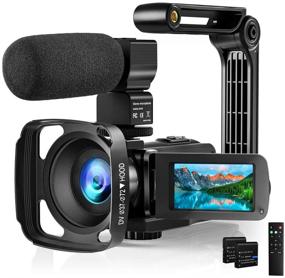 img 4 attached to 🎥 High-Definition Video Camera Camcorder with Microphone for YouTube Vlogging – 2.7K HD 36MP/30FPS, Night Vision, 16X Digital Zoom, Remote Control, Handheld Stabilizer and IPS Touch Screen