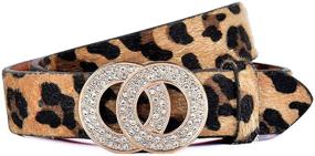 img 4 attached to Fashion Leopard Leather Double Rhinestone